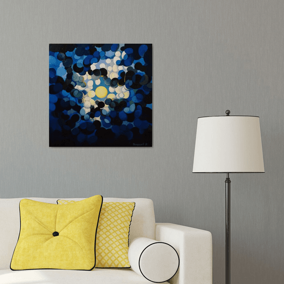 Full Moon (60x60cm, cubism, oil painting, ready to hang)