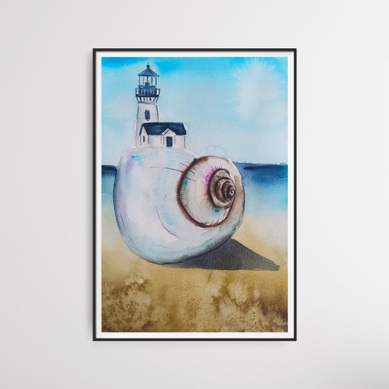 Seashell Lighthouse On Beach(small)