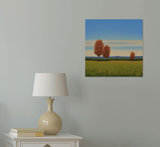 Fall Red Trees - Blue Sky