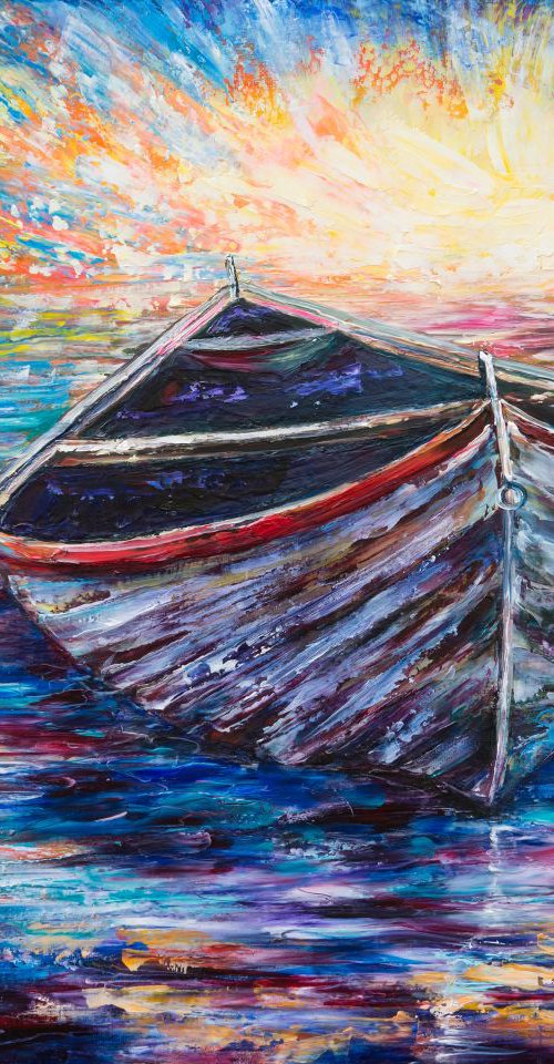 Wooden Boat  Commission by Lena Owens at OLena Art