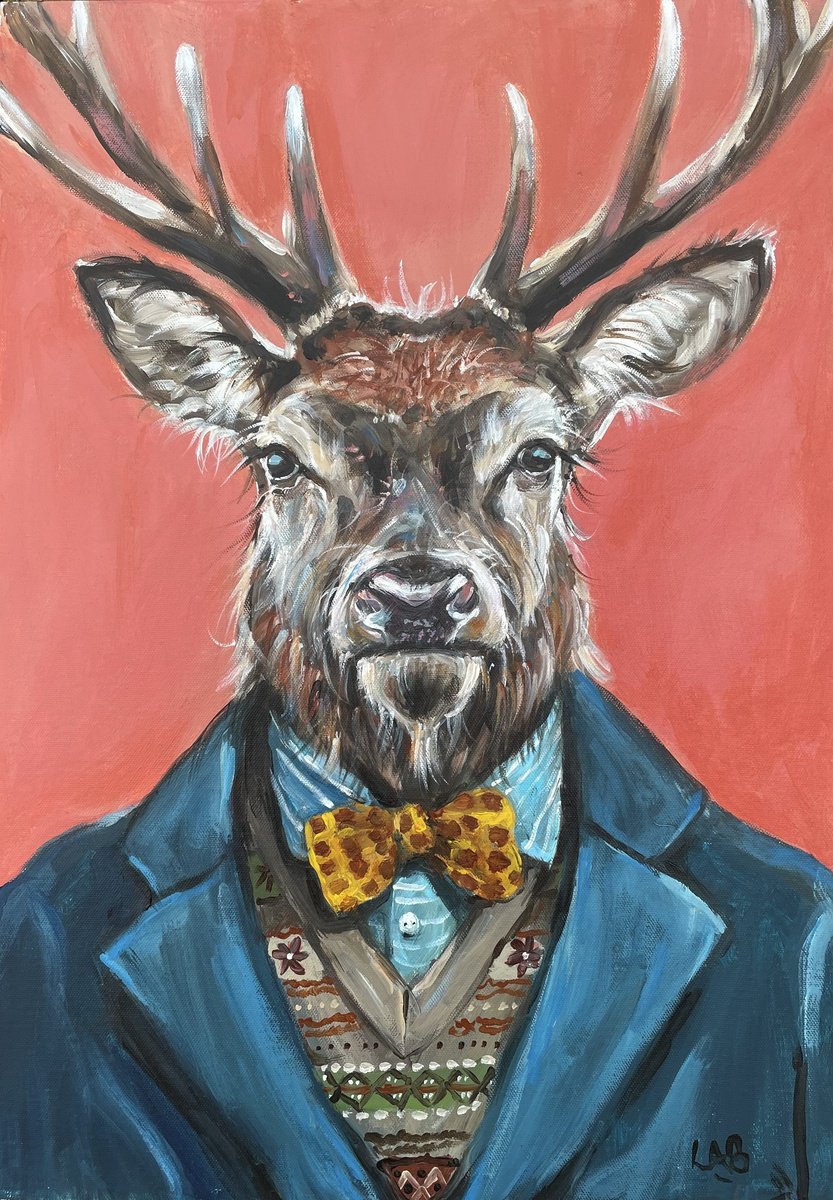 Surrealistic Acrylic Painting , Simon By Louise Brown, 17 X 24, Artwork For Sale On Artfinder