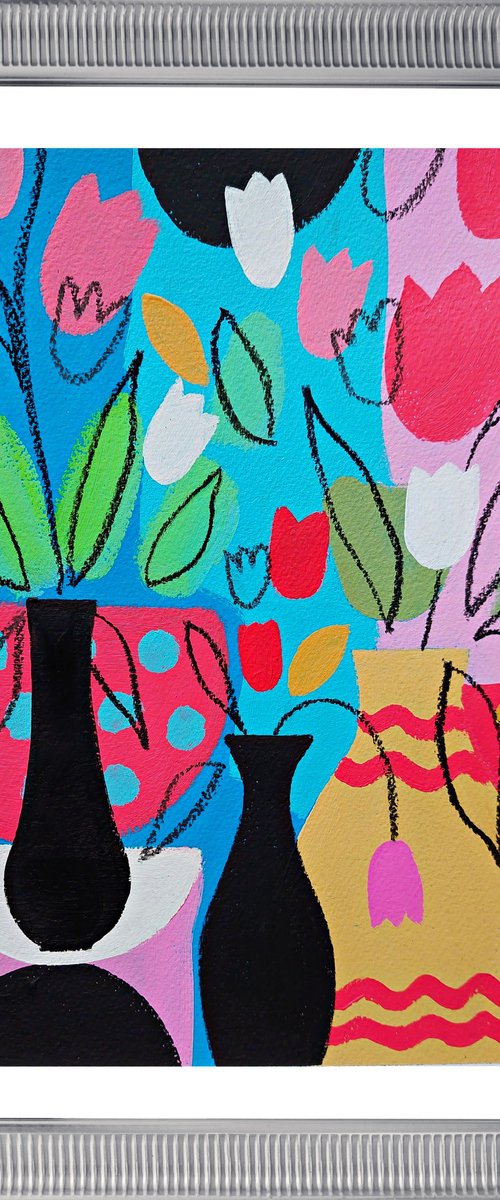 Three Vases of Flowers by Jan Rippingham