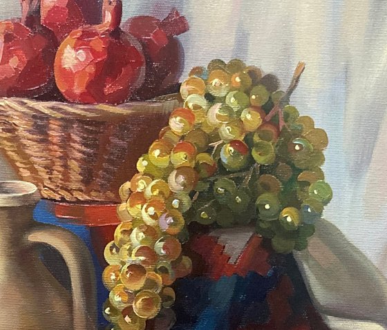 Grapes and a jug