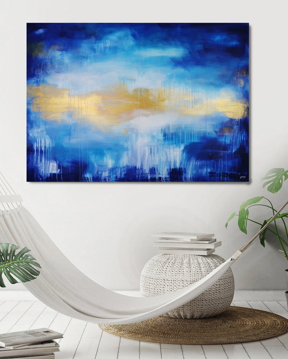 FLOATING GOLD #8 - Large abstract Seascape by Stefanie Rogge