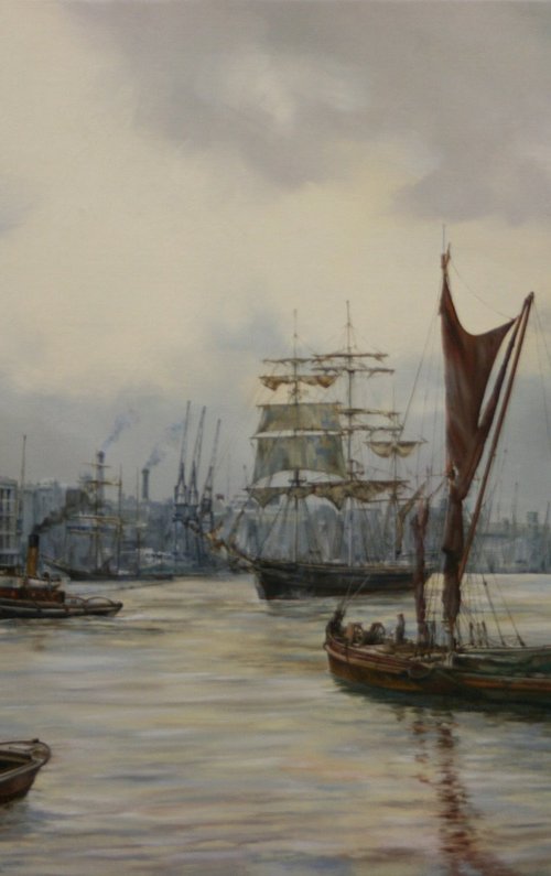 COMMERCIAL SHIPPING IN THE POOL OF LONDON c. 1900 by Peter Goodhall
