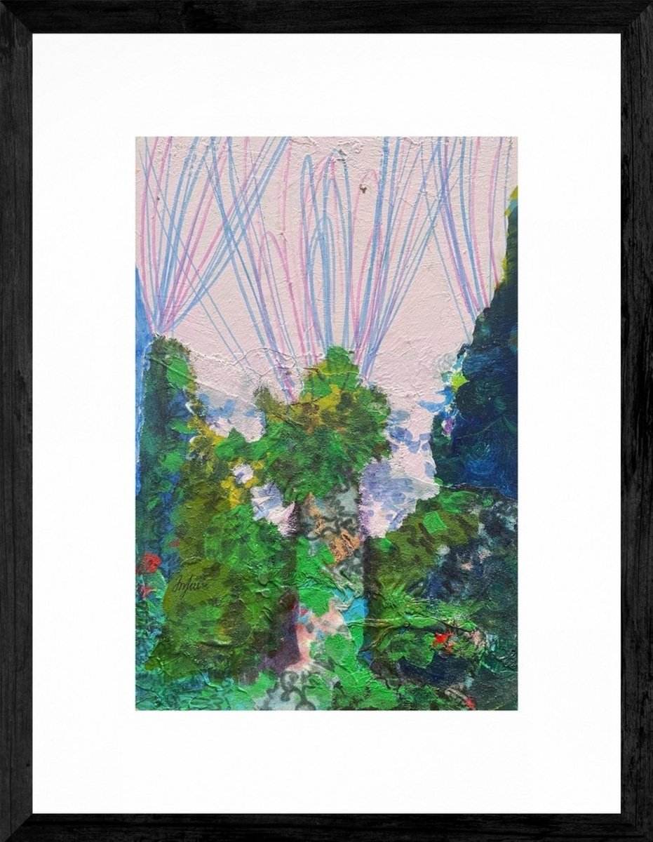 Abstract Landscape Painting By Gela Mikava, 13 X 16, Abstract Trees, Original Artwork