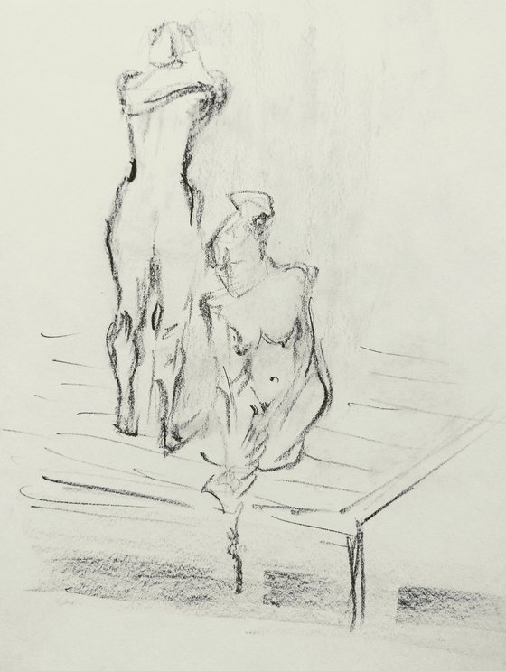 Nudes. Original pencil drawing.