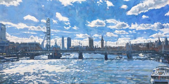 Thames blue - London oil painting