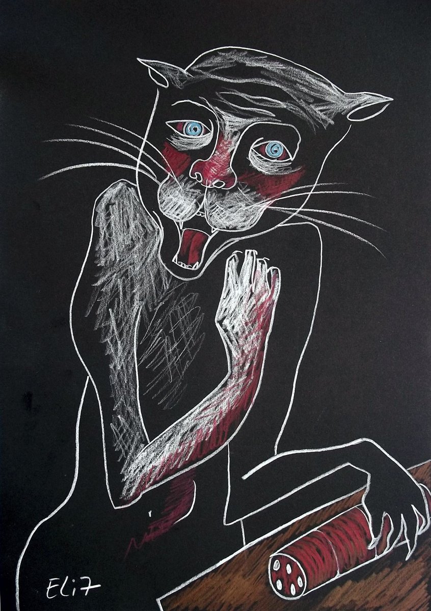 Expressive Animal Pencil Drawing By Elisheva Nesis, 9 X 13, I