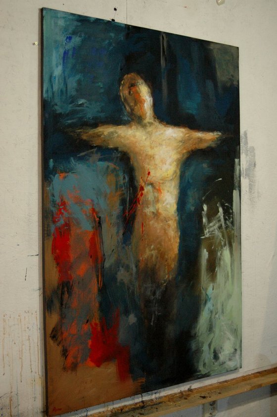 "Crucifix". XLarge figurative abstract. 150 x 100 cm.