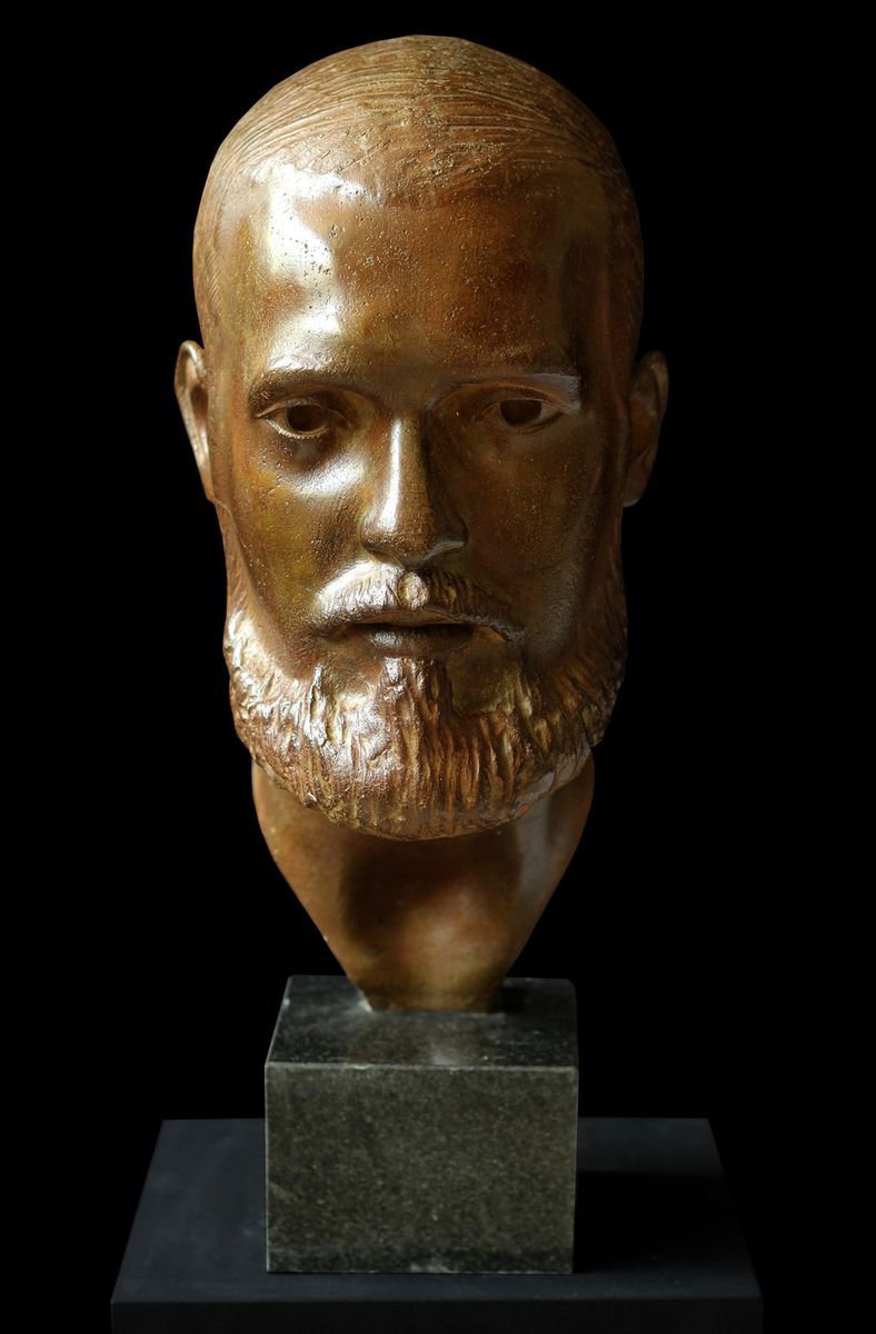 Photorealistic Portrait Bronze Sculpture By Nikolay Martinov, 8 X 19", "Man With Beard", Original Artwork