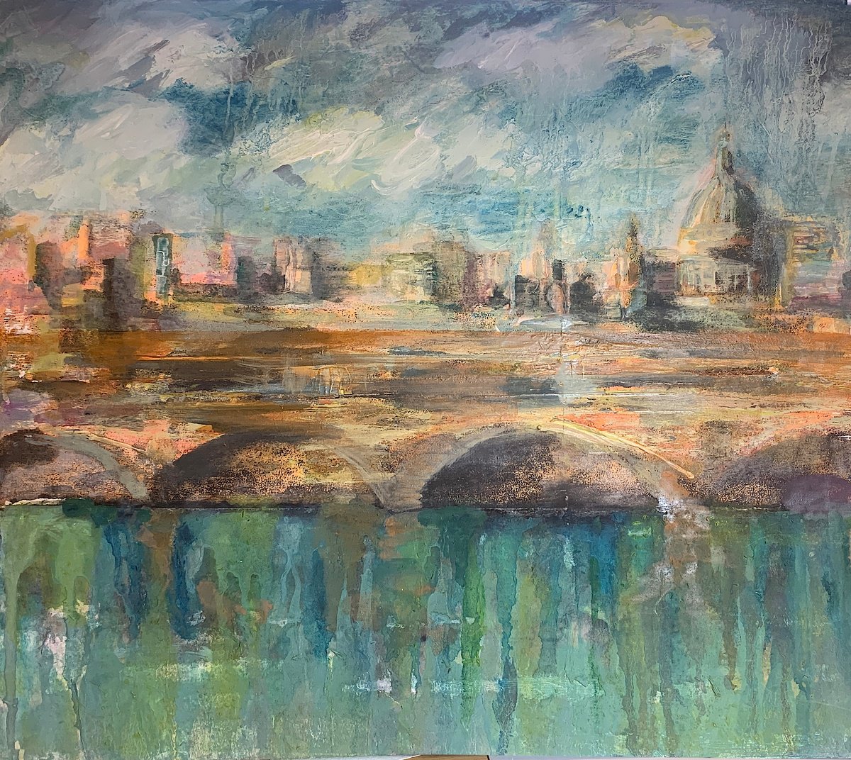 Impressionistic Cityscapes Oil Painting By Suzsi Corio, 18 X 15", St Paul
