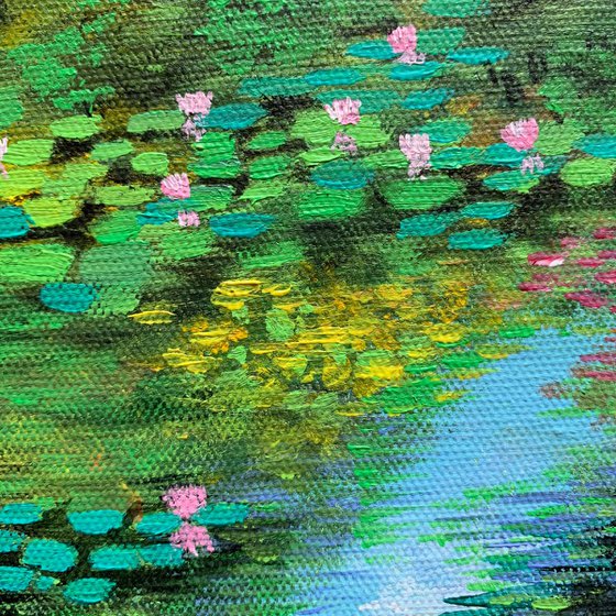 Monets Garden ! Small Painting!!  Ready to hang