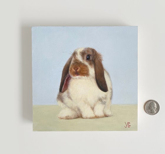 Stella. Original oil painting. Animal portrait. Bunny artwork. Easter