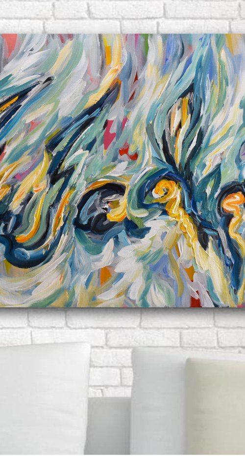 Colors of Hope - Abstract Painting on Canvas, Colorful Contemporary Artwork by Olga Tkachyk