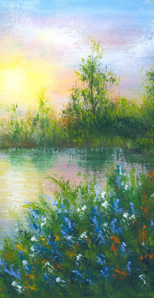 Sunset over a lake by Ludmilla Ukrow