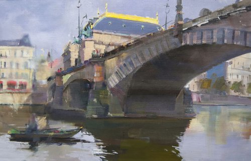 Cityscape painting Prague - Legion Bridge by Yuri Pysar