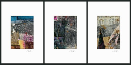 Abstract Collage Collection 3 - 3 Small Matted paintings by Kathy Morton Stanion by Kathy Morton Stanion