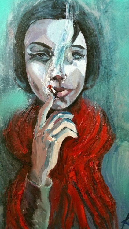 Portrait Art Woman Smoking Lady With A Cigarette Artfinder