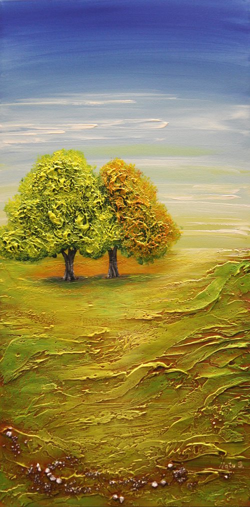 Fall in Love...  #2 Large Textured Landscape Painting by Nataliya Stupak