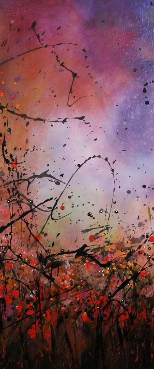 A Midnight Story #2- Large original floral landscape by Cecilia Frigati