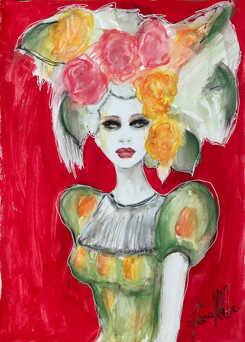 Impressionistic Portrait Watercolour By Fiona Maclean, 12 X 17, Titania, Original Artwork