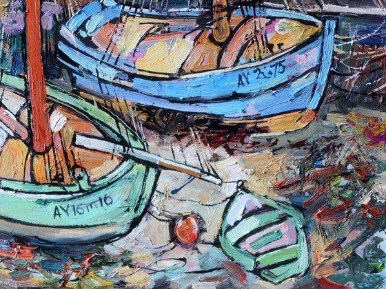 Boats of the city of Auray.