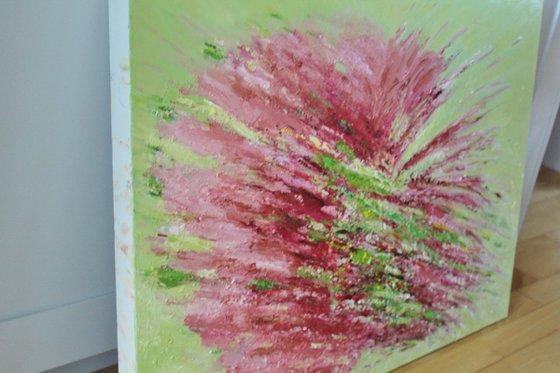 Pink and Green Floral Abstract Study