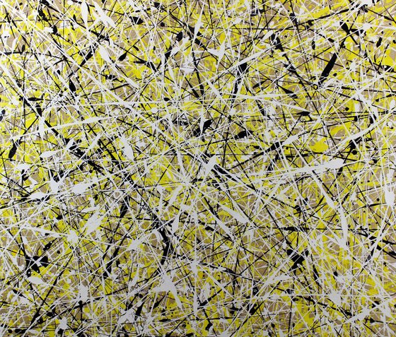 Extra large abstract artwork  (yellow black and white)