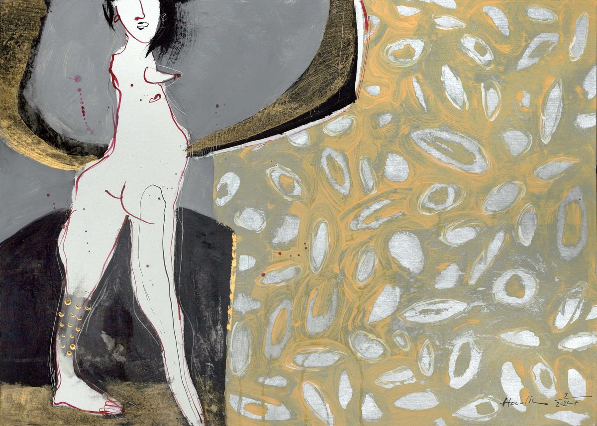 Portrait Acrylic Painting By Jiri Havlik, 28 X 20, On Monday, Original Artwork