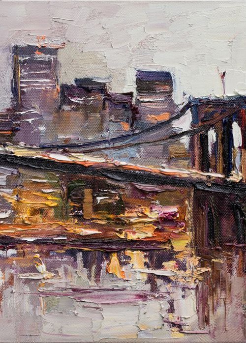 Brooklyn Bridge - New York City - Original oil painting by Anastasiia Valiulina