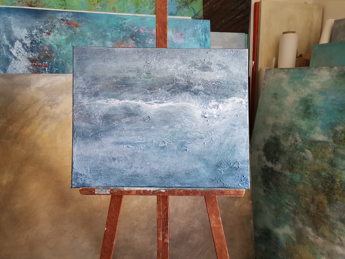 Expressive Abstract Acrylic Painting By Doris Duschelbauer, 20 X 16, Wild Water, Original Artwork