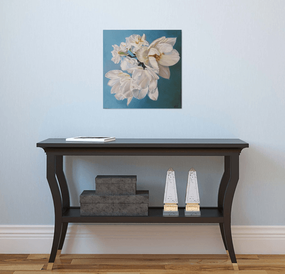 "White bouquet. "   flower  liGHt original painting  GIFT (2021)