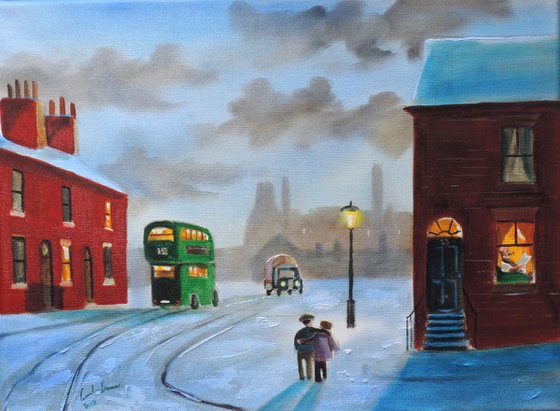 Winter painting "Little brothers"