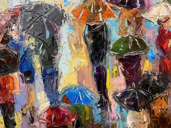 First meeting under umbrellas