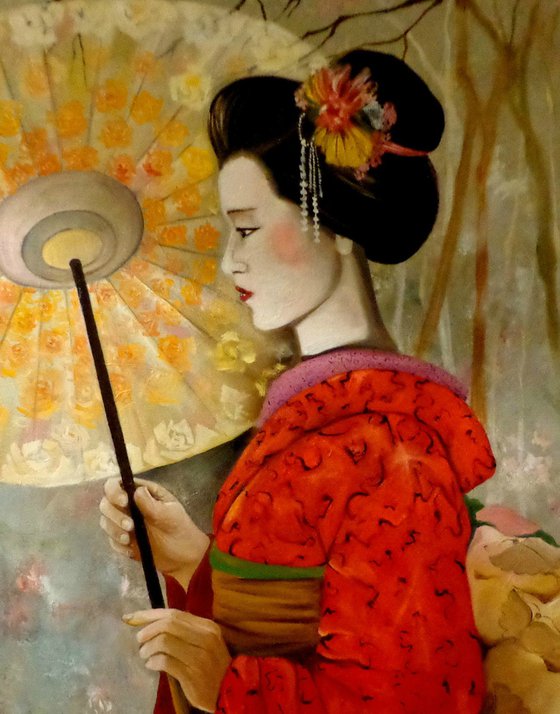 Geisha - portrait  - original painting