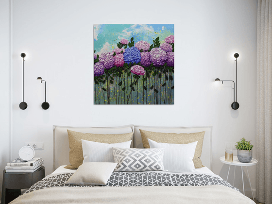 Hydrangeas Large Original Abstract Impasto Painting