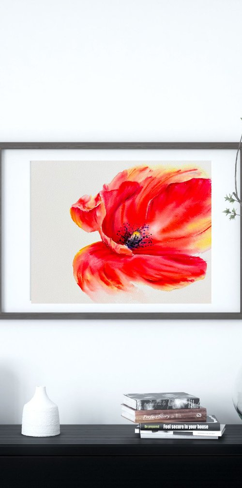 Poppies Watercolor Painting by Yana Ivannikova