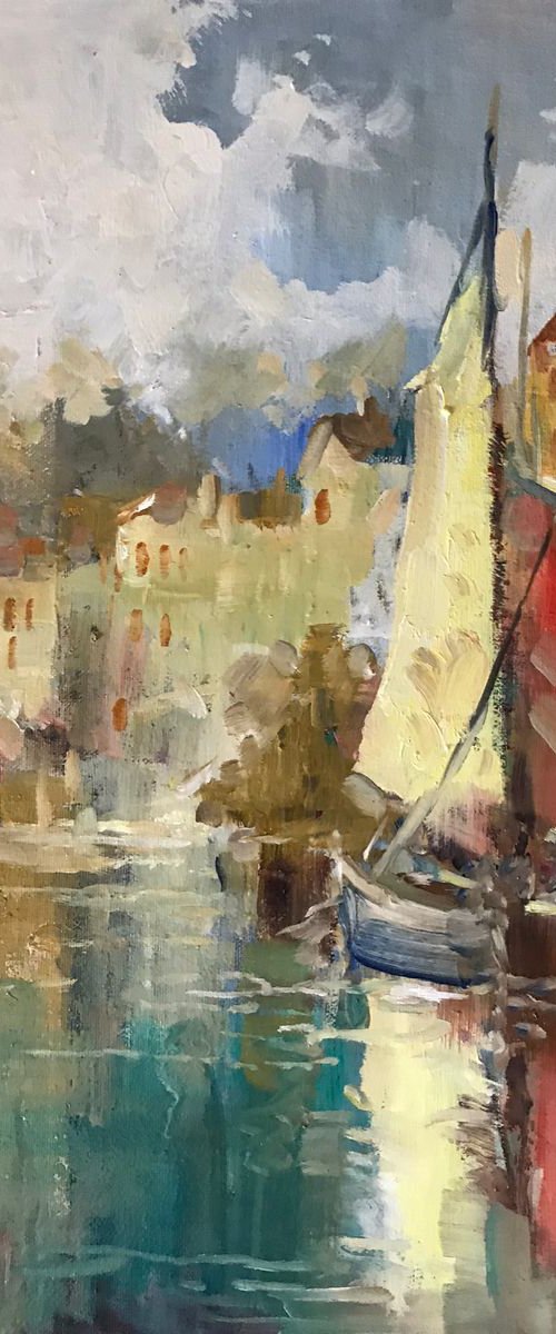 Yellow fishing boat by W. Eddie