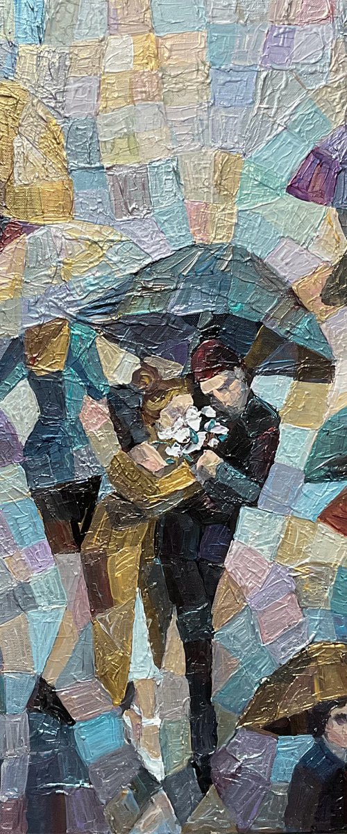 Metallic umbrellas love story by Mariia Hyhar