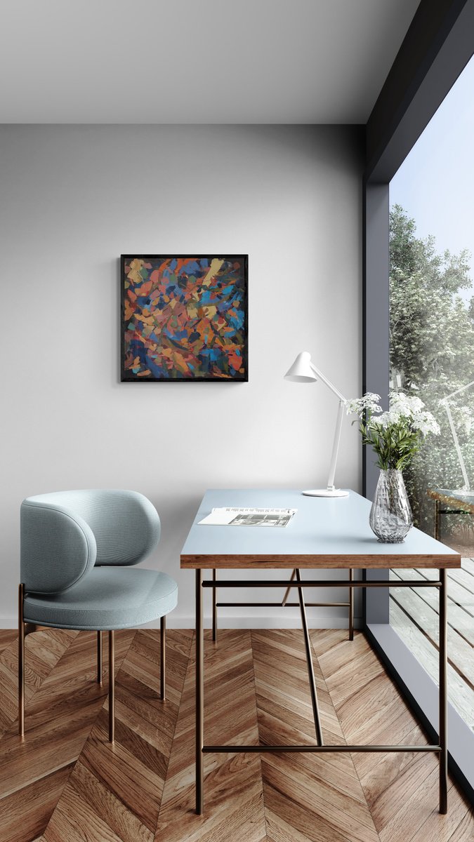 Geometric Abstract Acrylic Painting By Alena Reit, 24 X 24, Naomi, Original Artwork