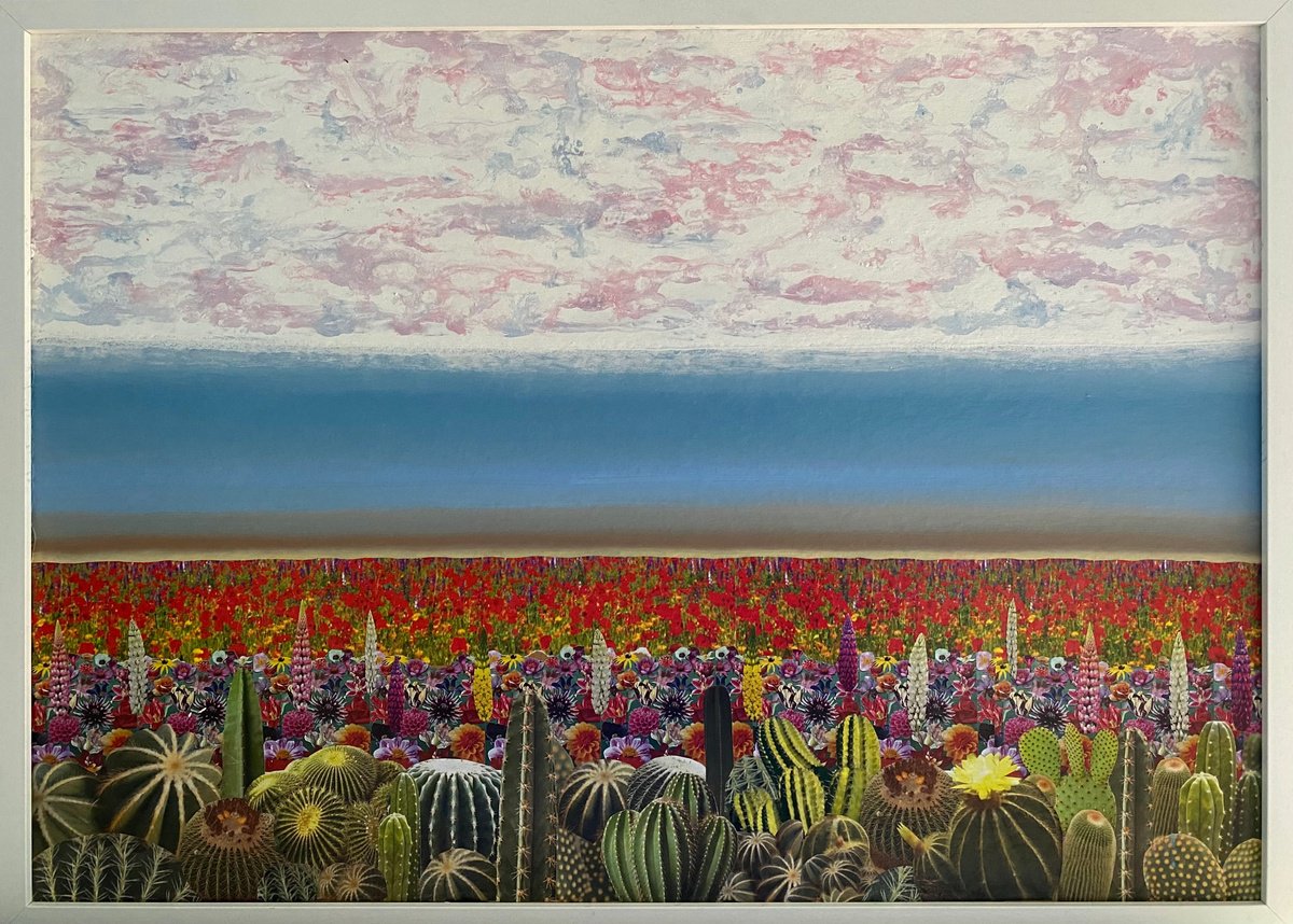Surrealistic Landscape Painting By Stefano Pallara, 28 X 20", The Thrill And The Hurting N.12, Original Artwork