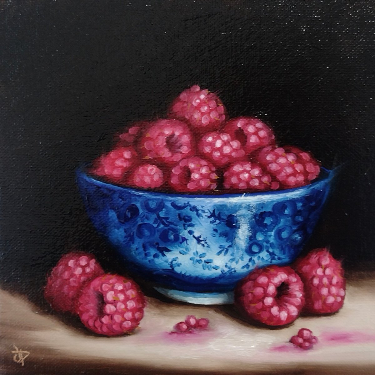 Raspberry bowl still life by Jane Palmer Art