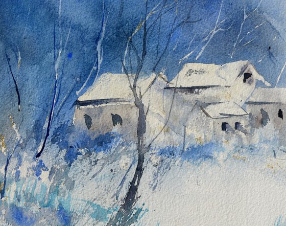 Frozen morning-watercolor
