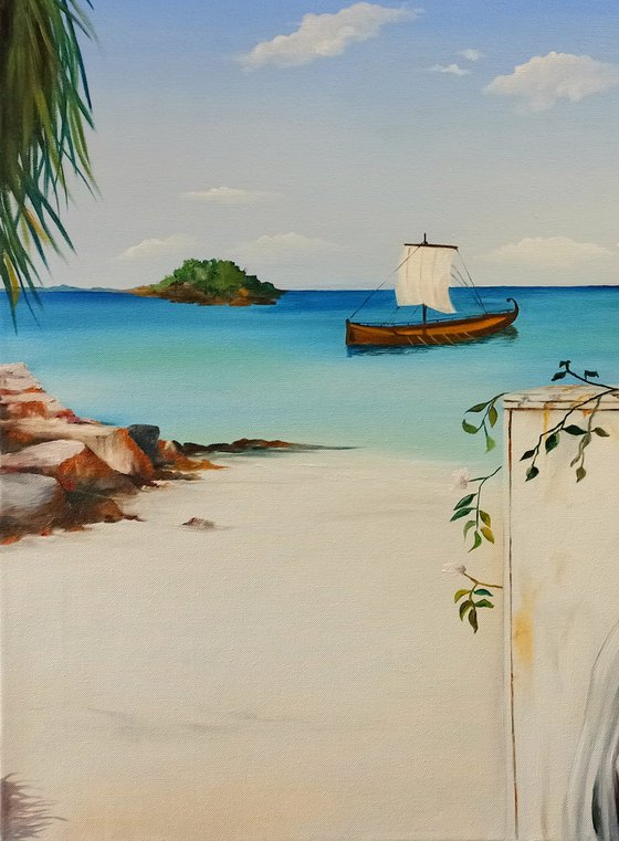 Orizzonte - landscape - sea - portrait -original painting