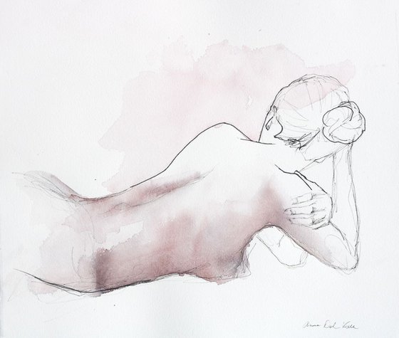 Nude mixed media painting “Sunday”
