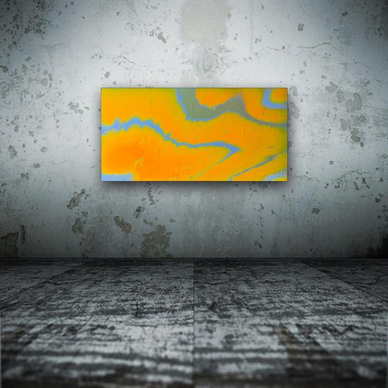 "Staring At The Sun" - FREE USA SHIPPING - Original Abstract PMS Fluid Acrylic Painting - 36 x 18 inches