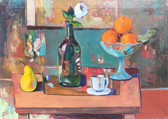 Pear, Cup and Oranges