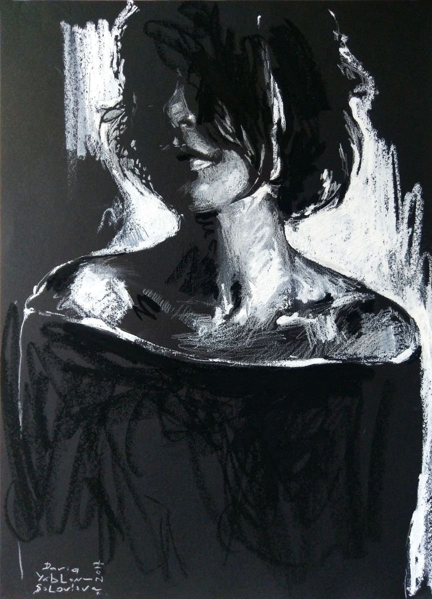 Kendra. In the darkness #1 Woman figure drawing Gift idea for romantics by Daria Yablon-Soloviova