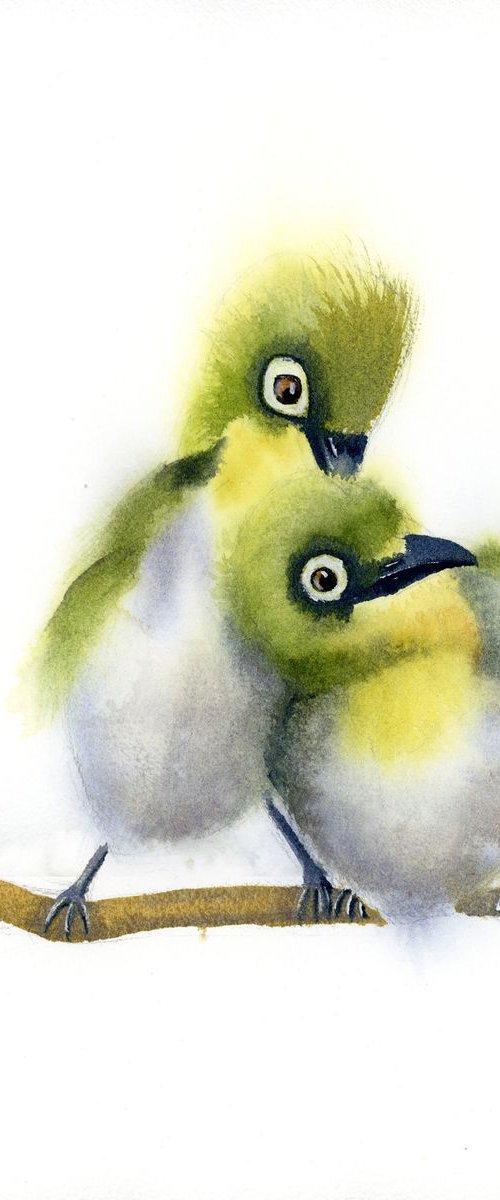 Two Birds Original Watercolor by Olga Tchefranov (Shefranov)
